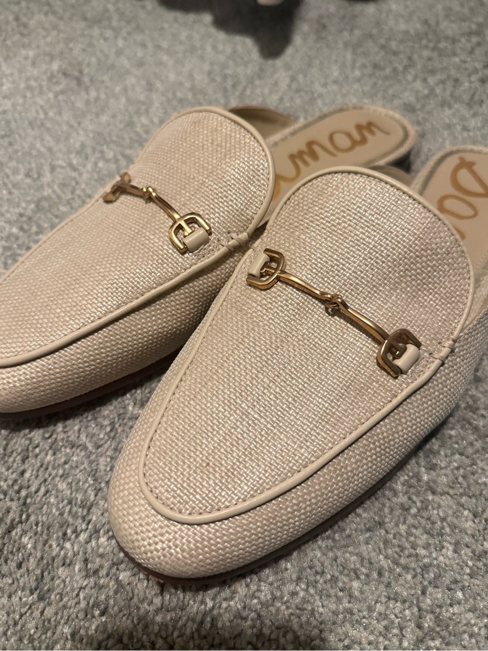 Sam Edelman Beige Textured Slip-On Bit Loafers